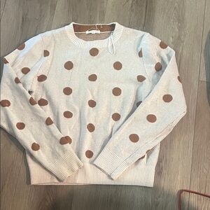 Polka Dot Sweater - Cream and Brown
